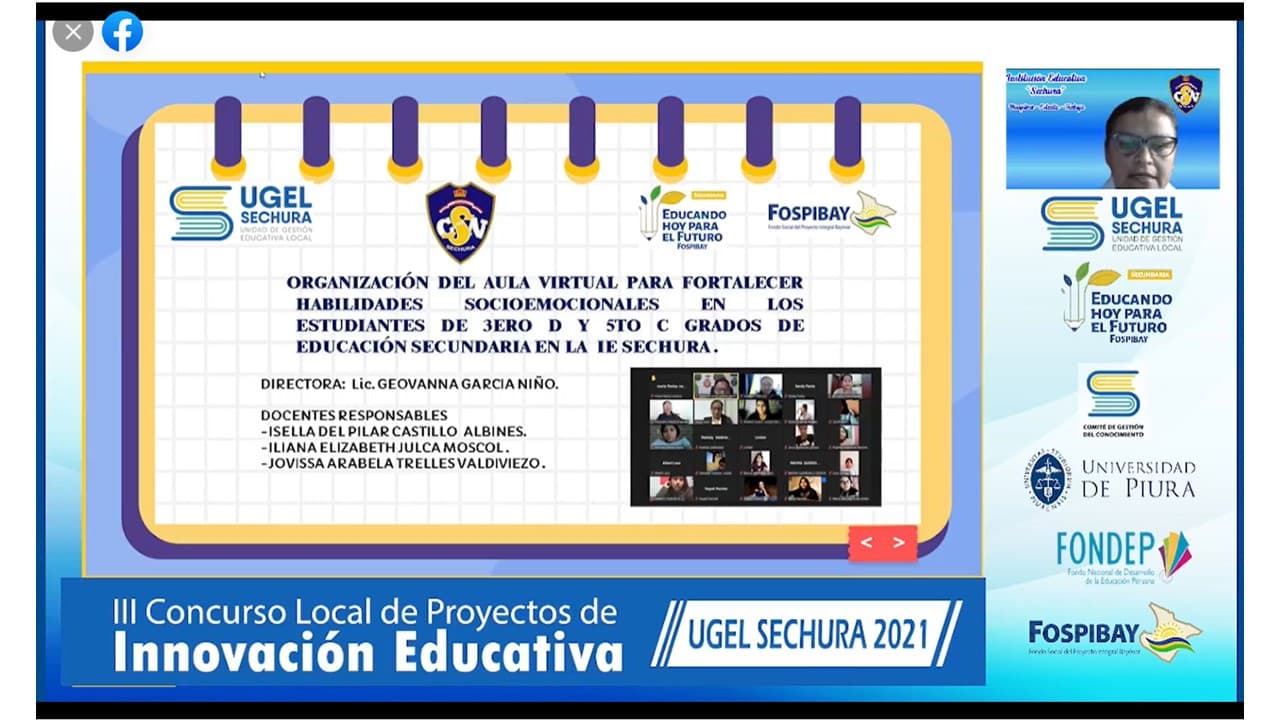 Organización del aula virtual para fortalecer habilidades socioemocionales en los estudiantes de 3ro D y 5to C grados de educación secundaria en la I.E Sechura